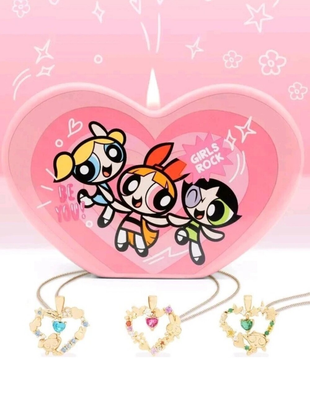 The Powerpuff Girls Heart Jar Candle Collection, Surprise Jewelry Inside RETIRED